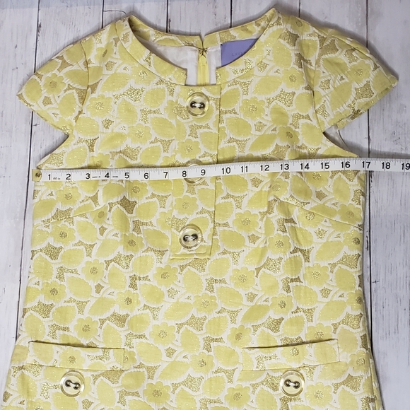 Vera Wang Dress Yellow Gold 4 Shift Brocade Mod - Picture 6 of 11